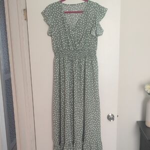 Green Floral Midi Dress